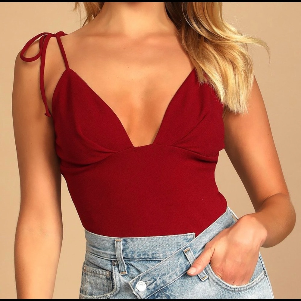 New With Tags Size Large Red Lulus Tie Strap Body Suit